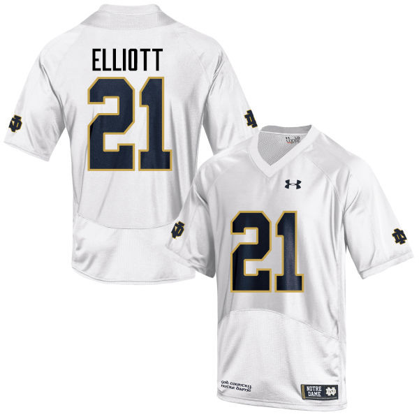 Men's NCAA Notre Dame Fighting Irish #21 Jalen Elliott Stitched College Under Armour Authentic White Football Jersey HP10J56AZ